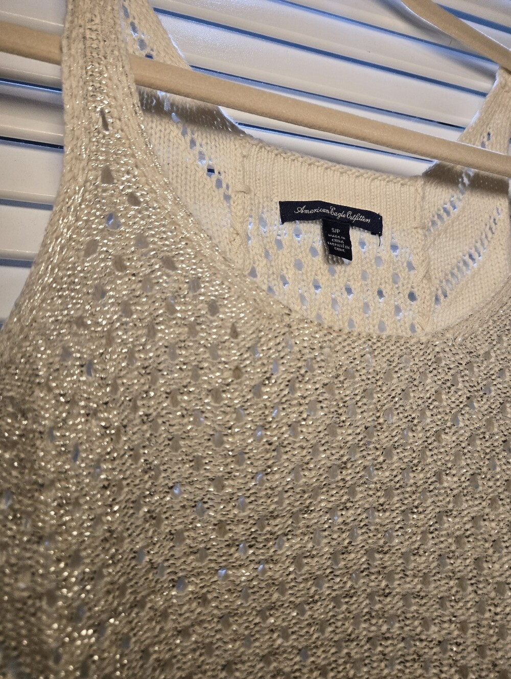 American Eagle Outfitters Metallic Sheen Embroidered Tank Top size S/P